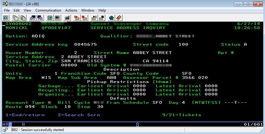 old fashioned mainframe screen